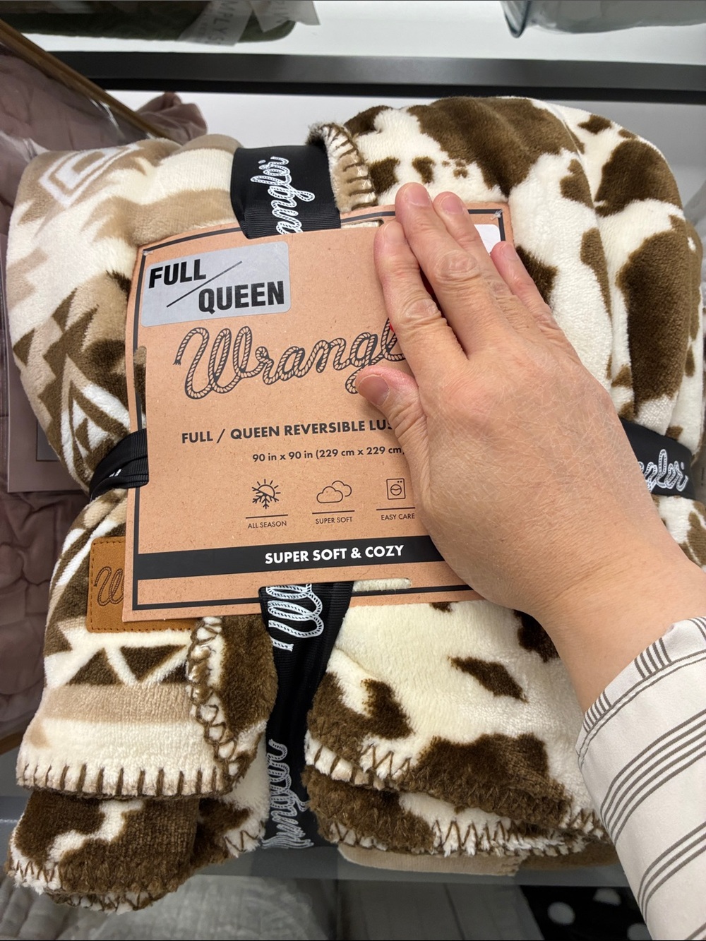 Wrangler Brown & Cream Reversible Plush Throw Blanket
